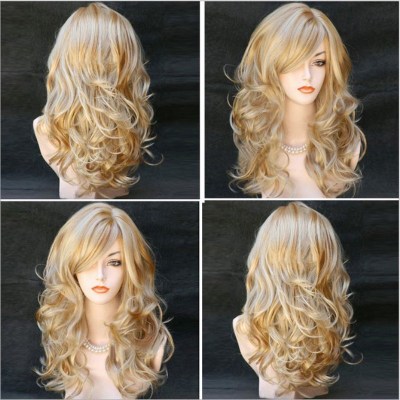 New European and American wig for women with multi-color medium to long curly hair and a synthetic fiber head cover Application Scenario