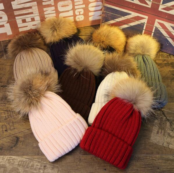 Hat Female Autumn Winter Raccoon Fox Real Fur Fur Hat Thick Knit Hat Winter Korean Version Warm Hat