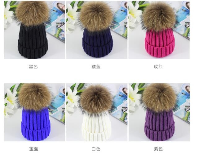 Hat Female Autumn Winter Raccoon Fox Real Fur Fur Hat Thick Knit Hat Winter Korean Version Warm Hat Item Picture