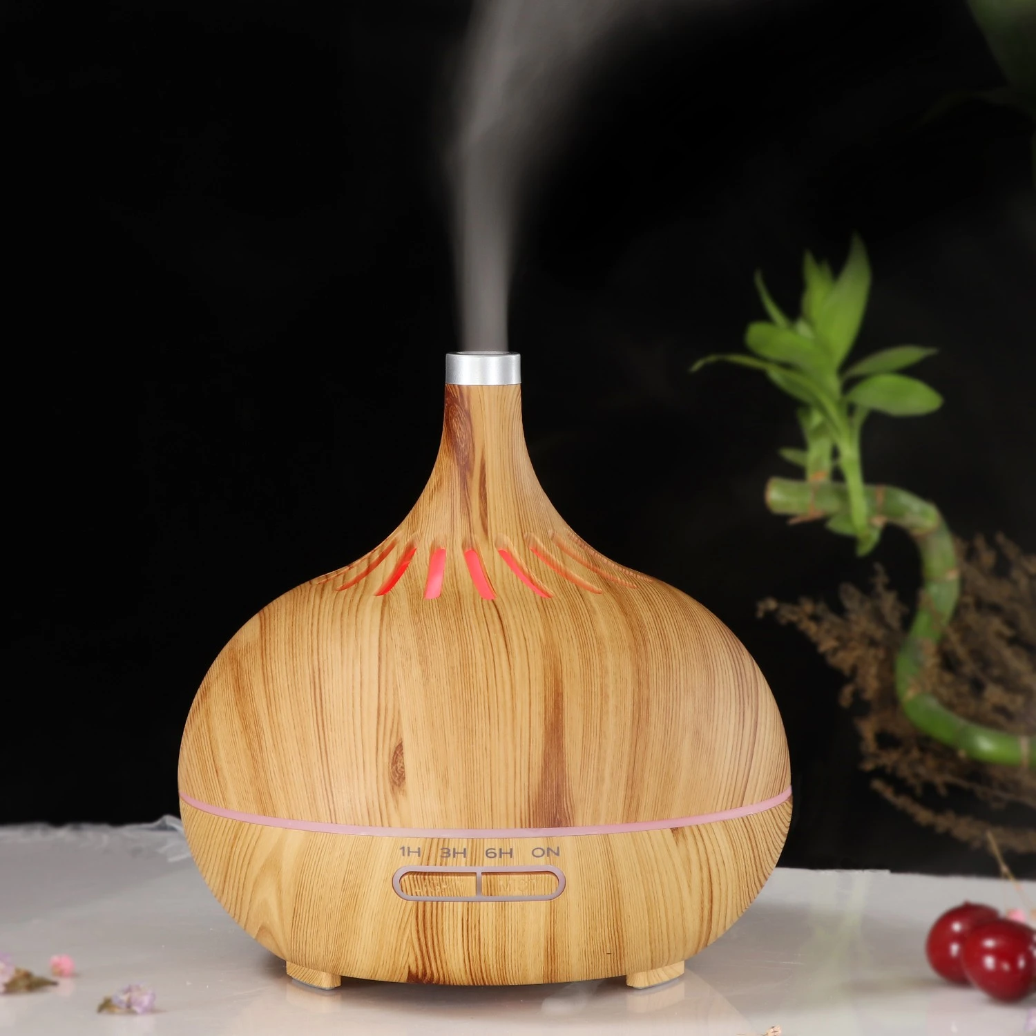Venta directa de fábrica barra vertical patrón difusor de aroma humidificación lámpara de aromaterapia escritorio luz de banda creativa se puede agregar aceite esencial detail image 2