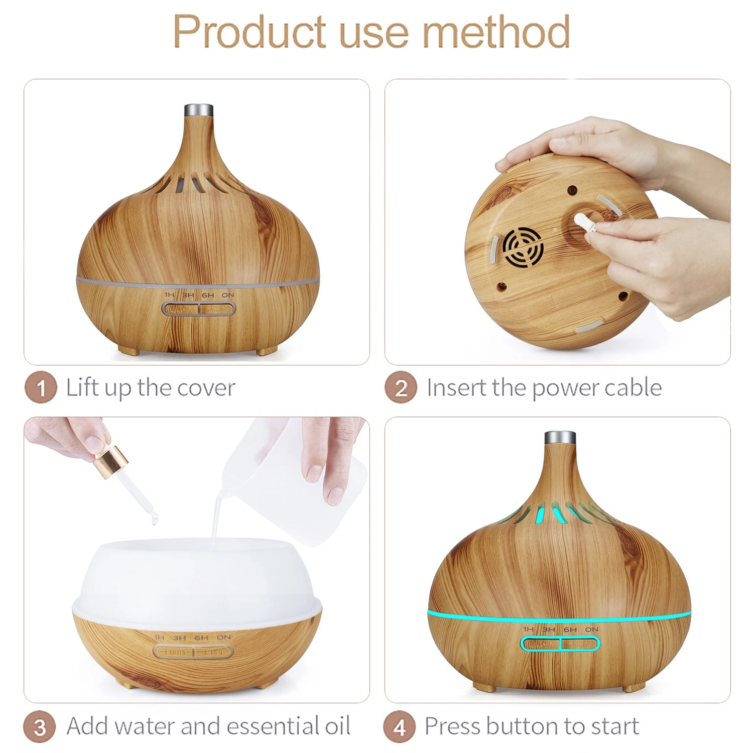 Venta directa de fábrica barra vertical patrón difusor de aroma humidificación lámpara de aromaterapia escritorio luz de banda creativa se puede agregar aceite esencial detail image 19