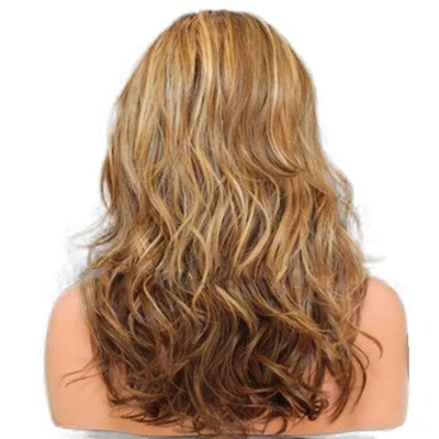 New European and American wig for women with multi-color medium to long curly hair and a synthetic fiber head cover detail image 5