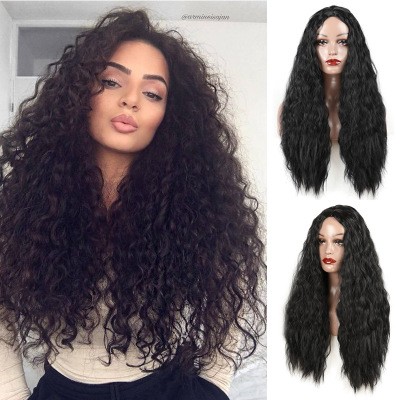 New wig bestsellers: Women's synthetic fiber high-temperature silk wig, African black wig detail image 1