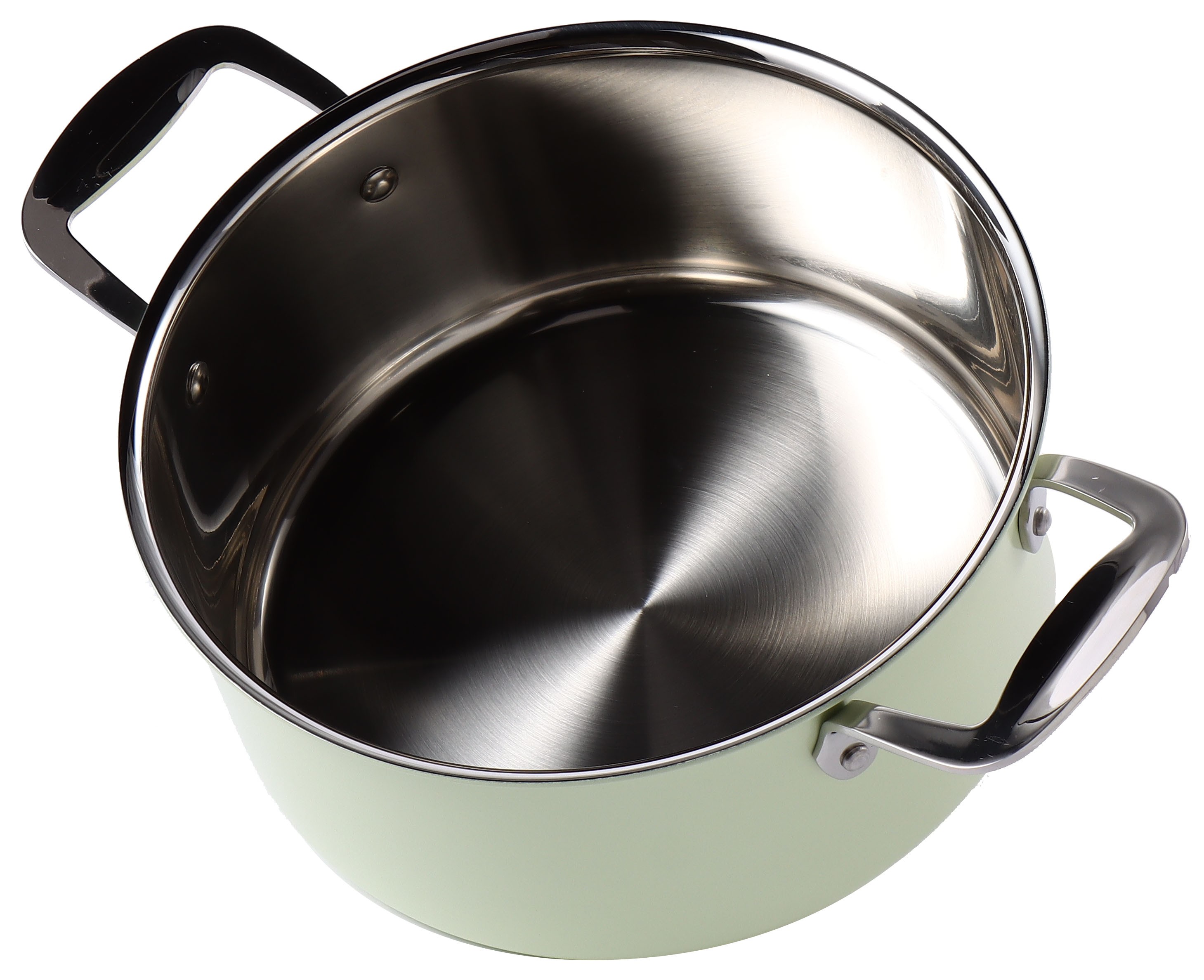 厨房密码 韩国进口厨具 绿色三层不锈钢双柄汤锅24cm详情2