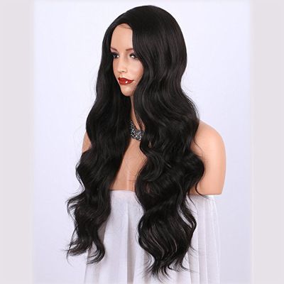 A new best-selling wig for women from Europe and America, featuring a mid-parted long curly hair made of synthetic fiber details Picture