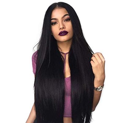 New best-selling European and American wig for women with long straight hair and black hair