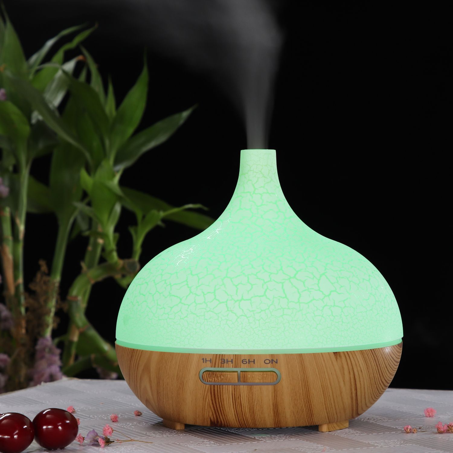 热销裂纹香薰 加湿器七彩变幻灯光桌面创意可添加精油香薰灯雾化