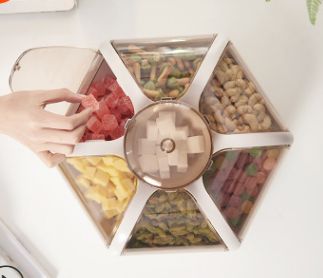 Creative fashion lotus fruit box living room fruit tray transparent press type snack compartment storage box
