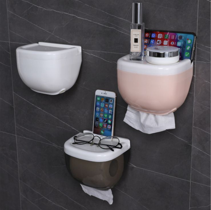 Tissue box Toilet tissue toilet paper storage shelf Toilet household perforation-free creative waterproof dispenser box