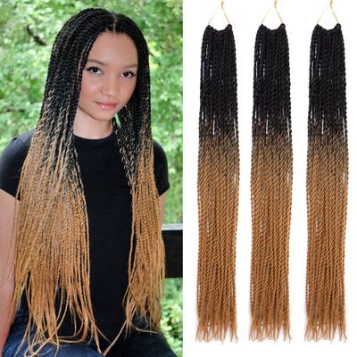 Braids two braids African hair braids wig colorful chemical fiber gradual change braids hand braid thumbnail
