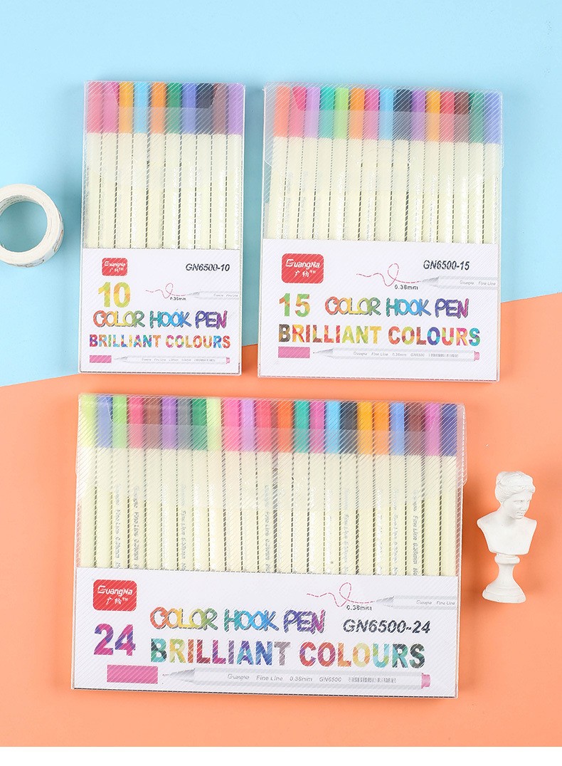 Guangna 6500 color Outlining Pen, extremely fine 0.38mm pen size water-based signature drawing pen, 15-color set watercolor pen pic 1