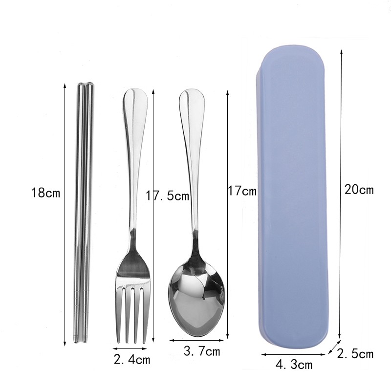 创意可爱不锈钢便携餐具套装筷子便携三件套叉子勺子筷子盒学生详情图1