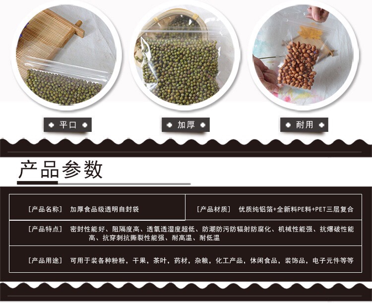 أكياس غذائية ذات حقائب شفاف متعددة الأحجام متعددة الأغراض Item Picture