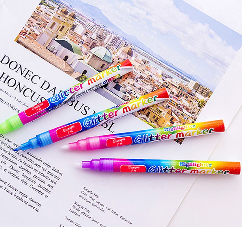 Cross-border exclusive, Guangna 740 Flash color signature Pen, 6-color fine pen size Highlighter, outline drawing marker pen Application Scenario