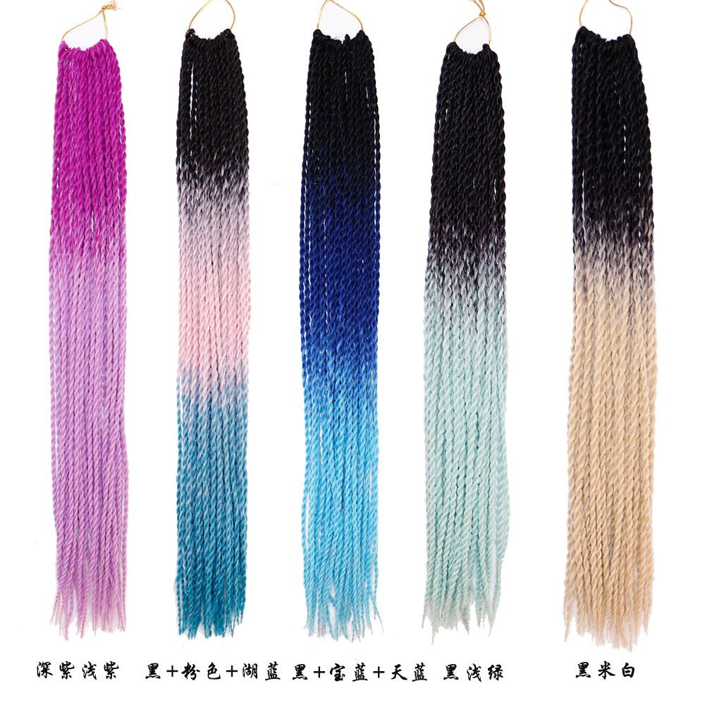 Big braids, two-strand braids, African dreadlocks, wigs, colorful synthetic fiber gradient braids, hand-twisted braids Specification image