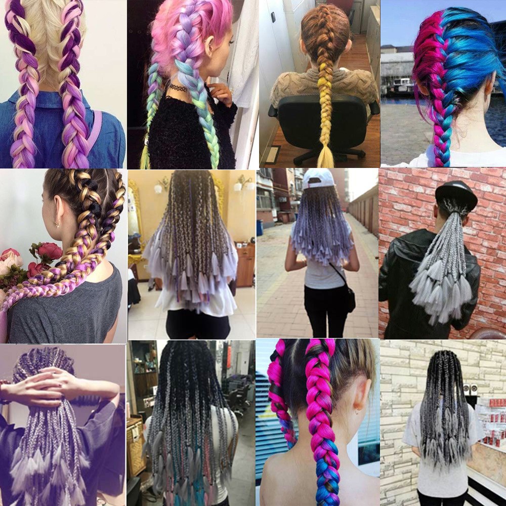 Large braid African wig braid, colorful gradient color chemical fiber large braid detail image 1