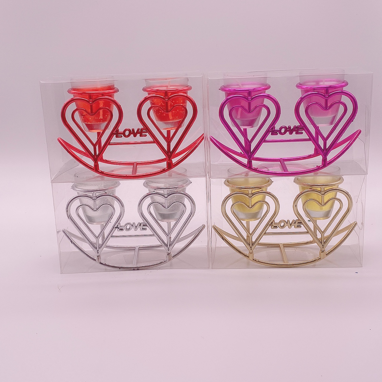Heart-shaped swing metal frame jelly scented candles for a romantic Valentine's Day birthday scene thumbnail