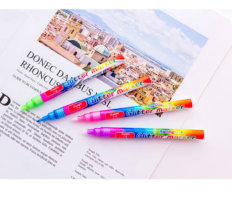 Cross-border exclusive, Guangna 740 Flash color signature Pen, 6-color fine pen size Highlighter, outline drawing marker pen pic 7