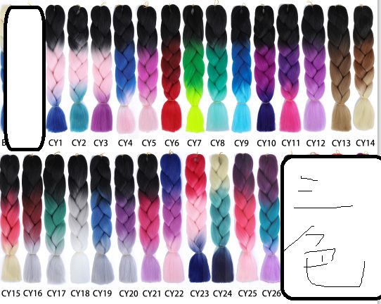 Large braids, African dirty braids, gradient synthetic fiber wig braids Specification image