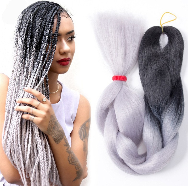 Large braided African bestsellers, single or double three or four color synthetic fiber large braided hair extension wigs detail image 13