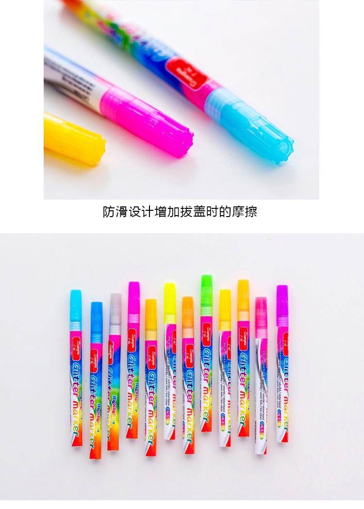 Cross-border exclusive, Guangna 740 Flash color signature Pen, 6-color fine pen size Highlighter, outline drawing marker pen pic 5