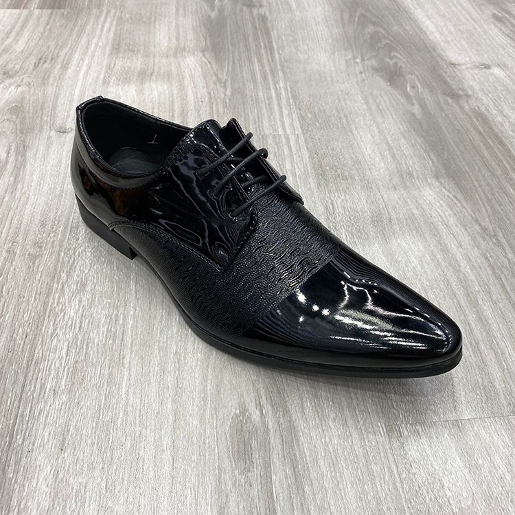 时尚商务男鞋男士漆皮系带防滑皮鞋slip dress shoes men