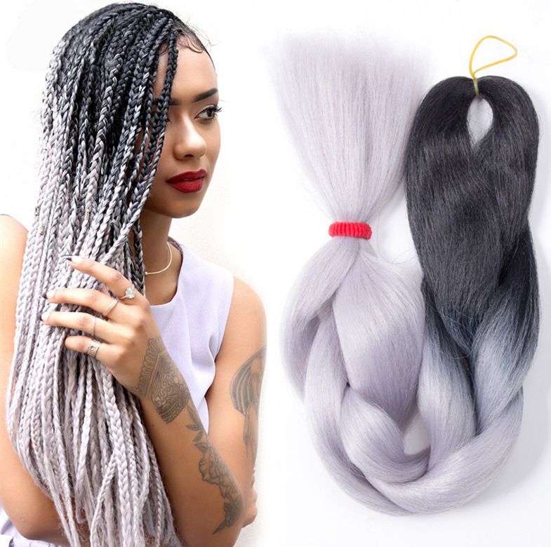 Large braided African bestsellers, single or double three or four color synthetic fiber large braided hair extension wigs Specification image