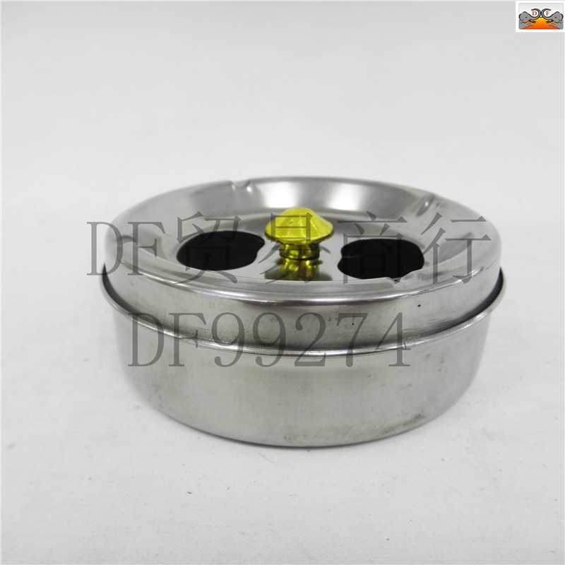 DF99274  金顶烟缸不锈钢带盖旋转式金顶烟灰缸 便捷式车载烟灰缸 家用客厅烟缸DF  TRADING HOUSE详情图1