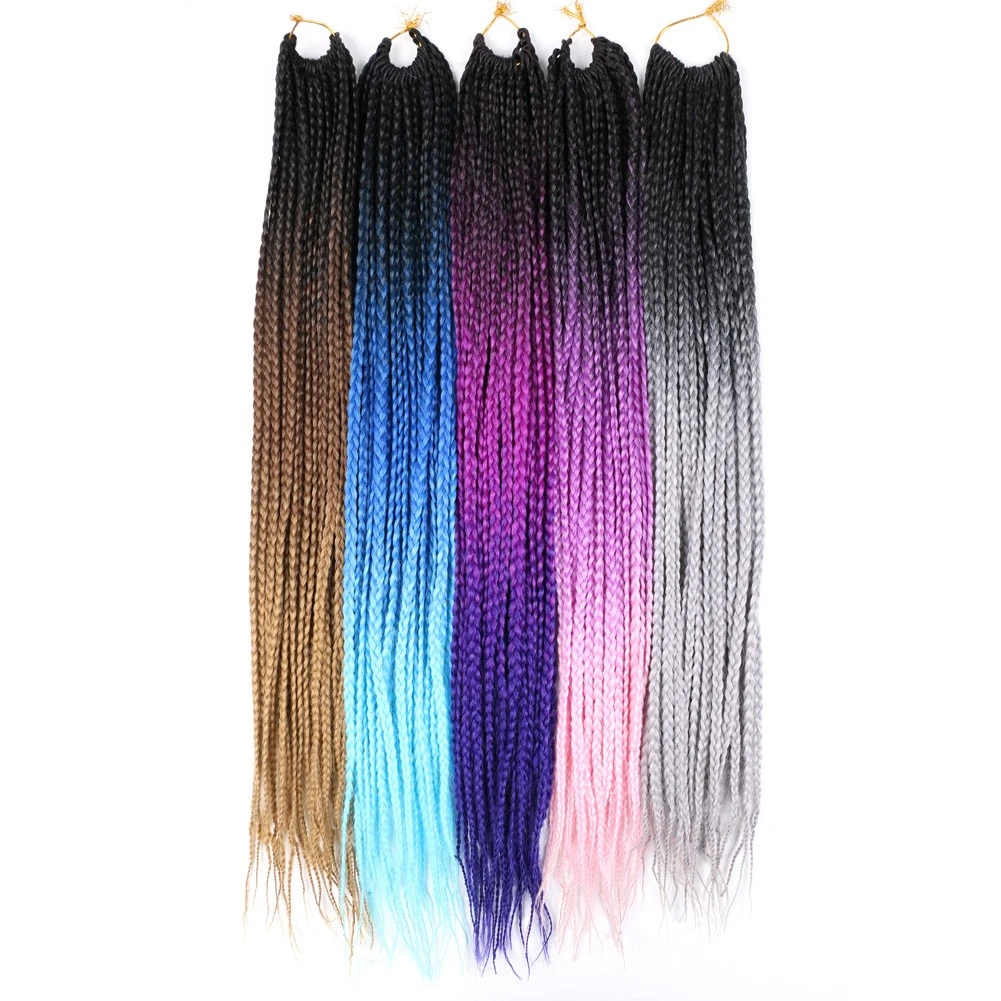 A 24-inch large braid with a gradient color three-strand braid made of chemical fiber and hooked detail image 2