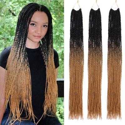 Big braids, two-strand braids, African dreadlocks, wigs, colorful synthetic fiber gradient braids, hand-twisted braids detail image 1