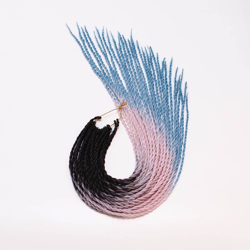 Big braids, two-strand braids, African dreadlocks, wigs, colorful synthetic fiber gradient braids, hand-twisted braids detail image 3