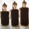 European and American long straight hair, one-piece five-clip hair, high-temperature silk, seamless hair extension details Picture