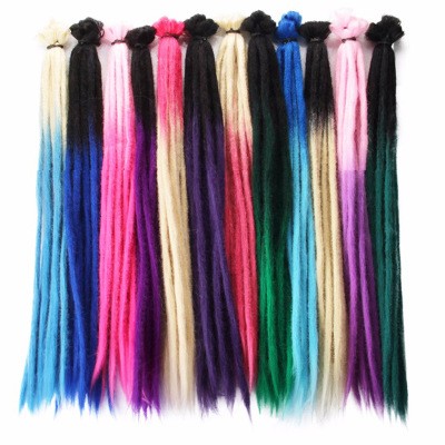 Synthetic fiber wigs, handcrafted dreadlocks, reggae dreadlocks, Jamaican dreadlocks, 20-inch two-color, colorful African dreadlocks detail image 4