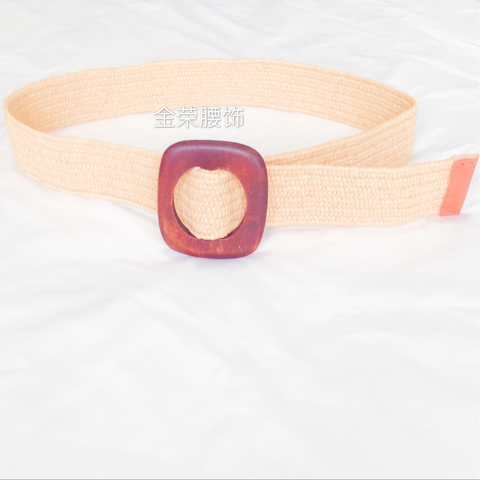 复古草编弹力带细节图