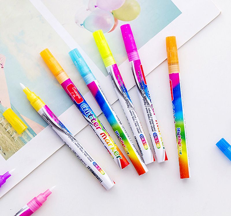 Cross-border exclusive, Guangna 740 Flash color signature Pen, 6-color fine pen size Highlighter, outline drawing marker pen Specification image