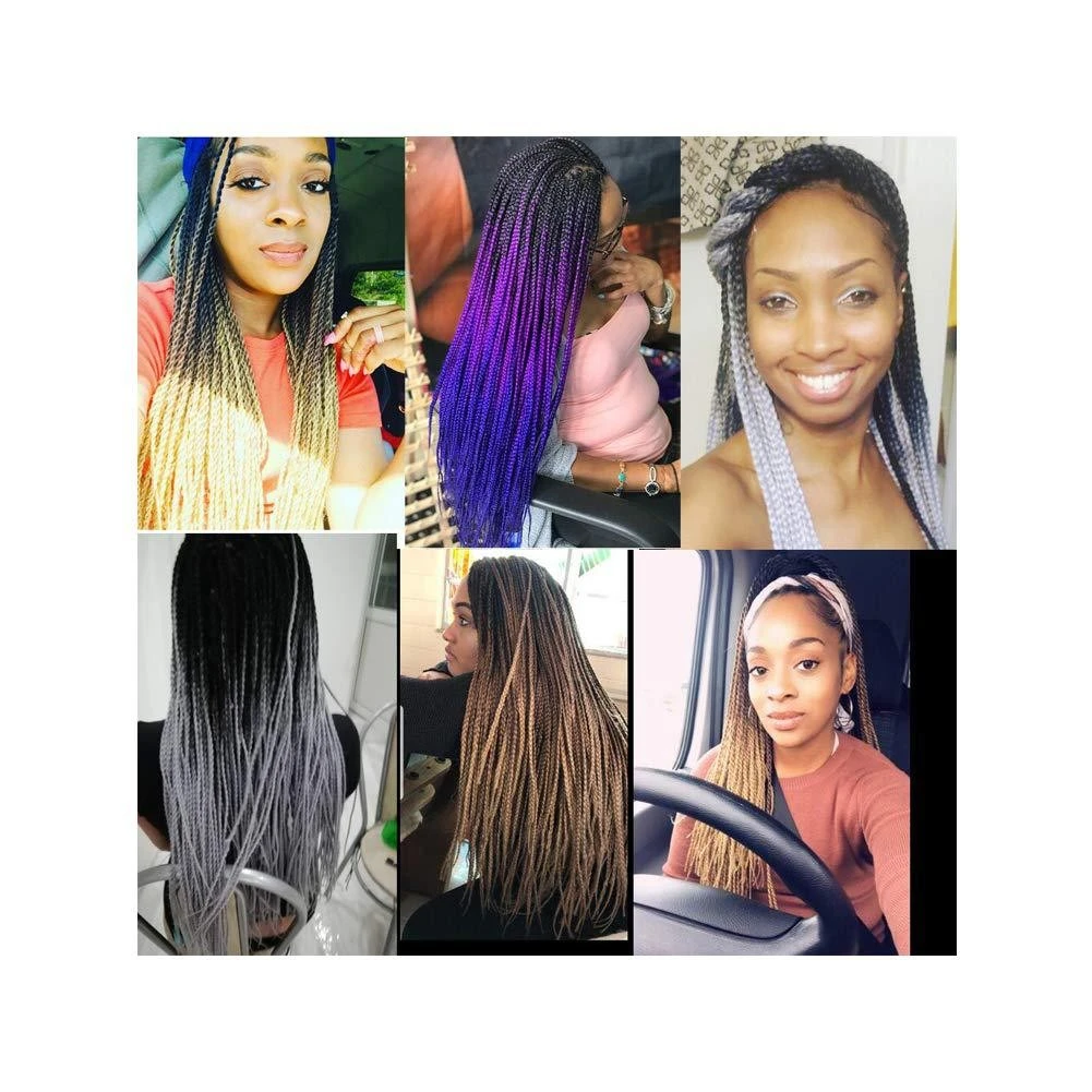 A 24-inch large braid with a gradient color three-strand braid made of chemical fiber and hooked detail image 1