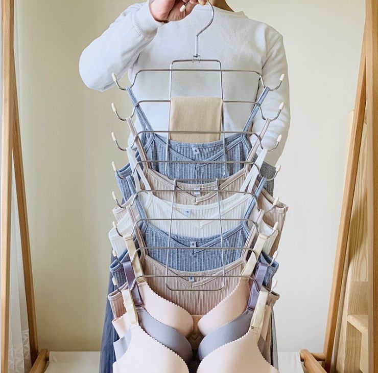 多层内衣衣架折叠挂吊带背心衣架收纳多功能魔术衣架图