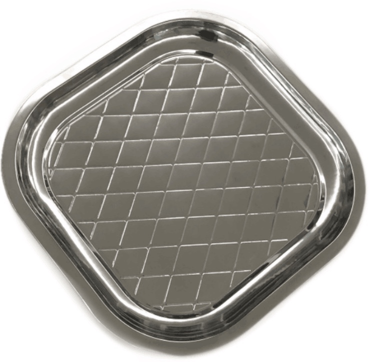 Stainless Steel Square Plate, Square Plate, Stainless Steel Embossed, Flower-Shaped Square Plate, With Flower Plate