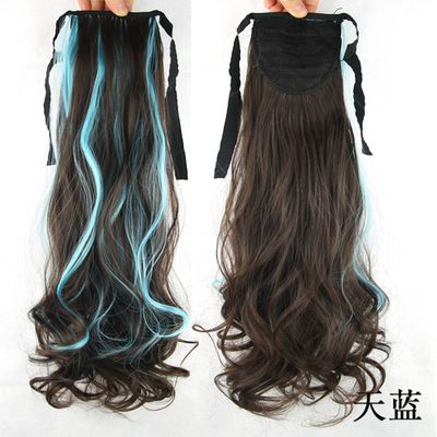 New color highlight dyed ponytail, dyed pear blossom curly wig ponytail details Picture