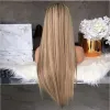 New mid-parted long straight hair European and American wig with dyed gradient, fashionable women's wig Specification image