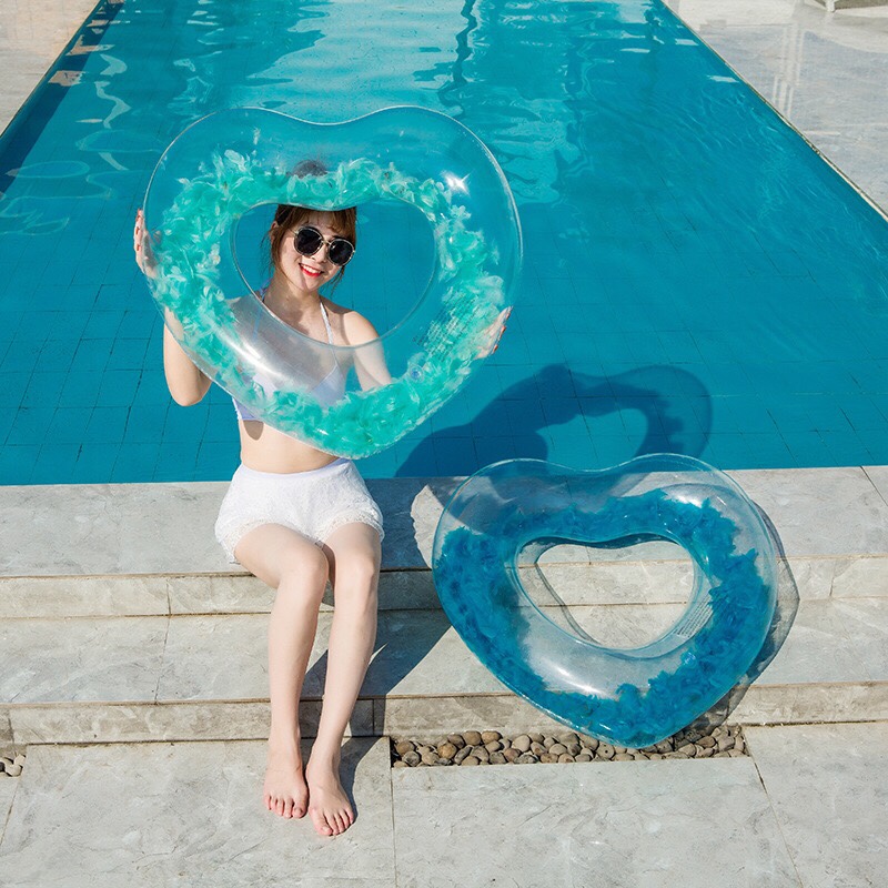In-stock supply of the new inflatable heart-shaped feather swimming rings and sequined couple heart-shaped water rings that are popular on Instagram Item Picture