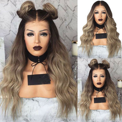 A popular black, bleached, gradient, middle-parted, and long wavy wig for women in Europe and America Specification image