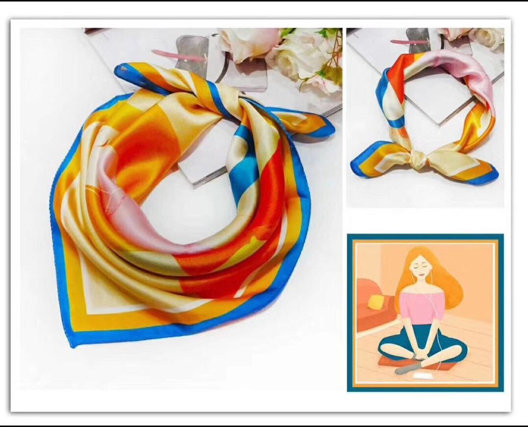 Girls little silk square scarf long shawl scarf.