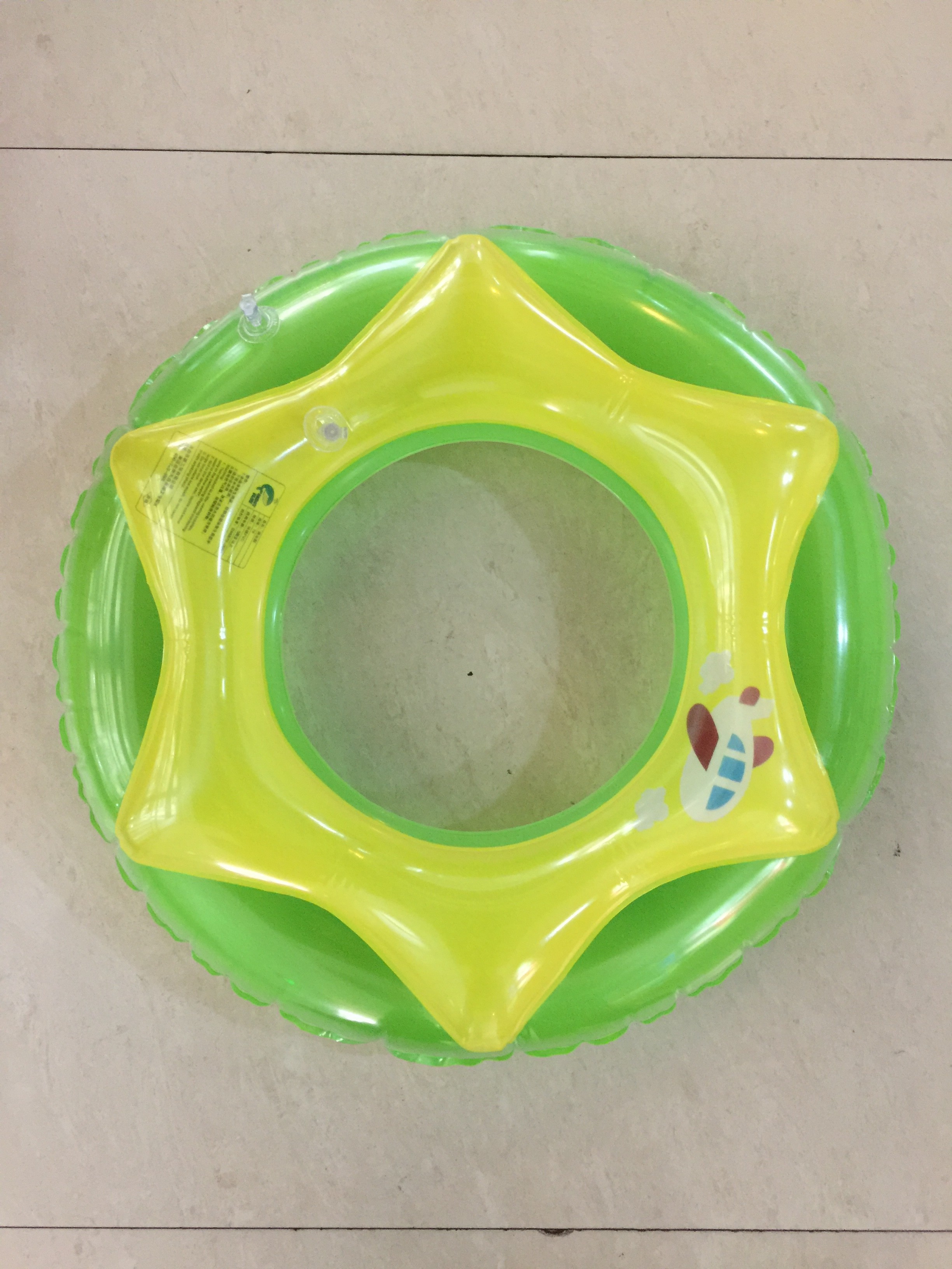 花型双层水晶圈游泳好帮手 宝宝/儿童游泳圈/救生圈/60# 星星绿黄详情1