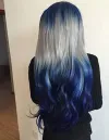 New European and American fashion women's blue, gray-blue gradient mid-parted long curly hair Application Scenario