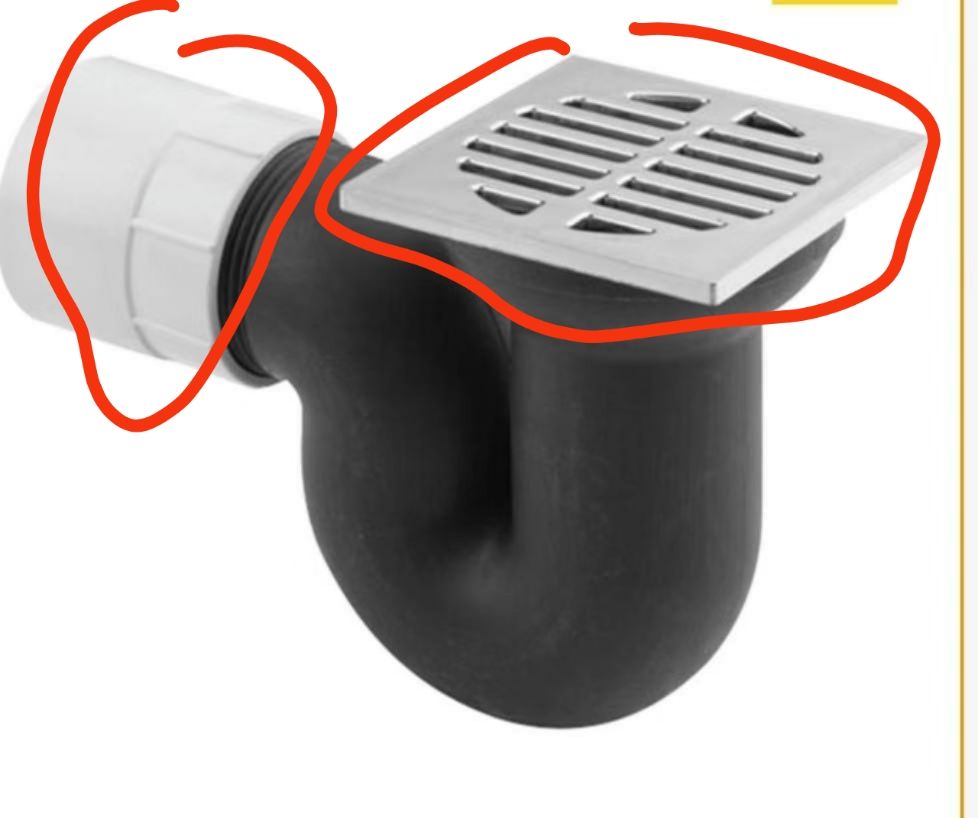 Water and water bend with floor drain full figure