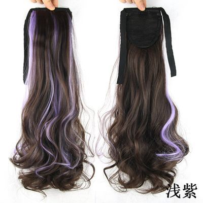 New color highlight dyed ponytail, dyed pear blossom curly wig ponytail Specification image