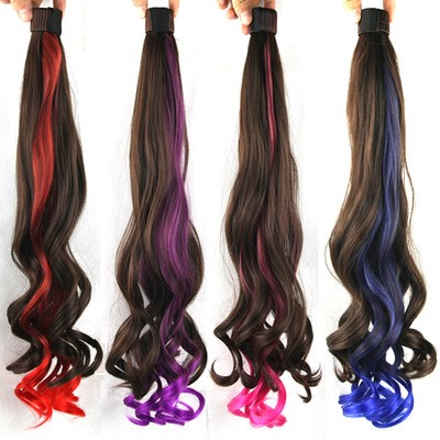 New multi-color curly ponytail, springboard ponytail and mixed-color ponytail detail image 1