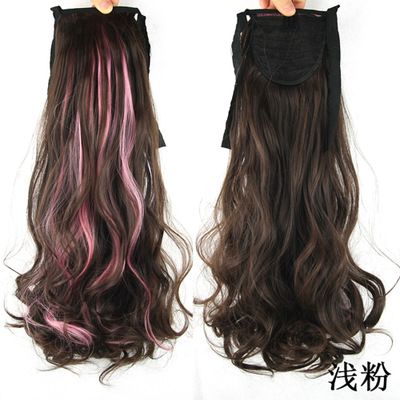New color highlight dyed ponytail, dyed pear blossom curly wig ponytail Application Scenario