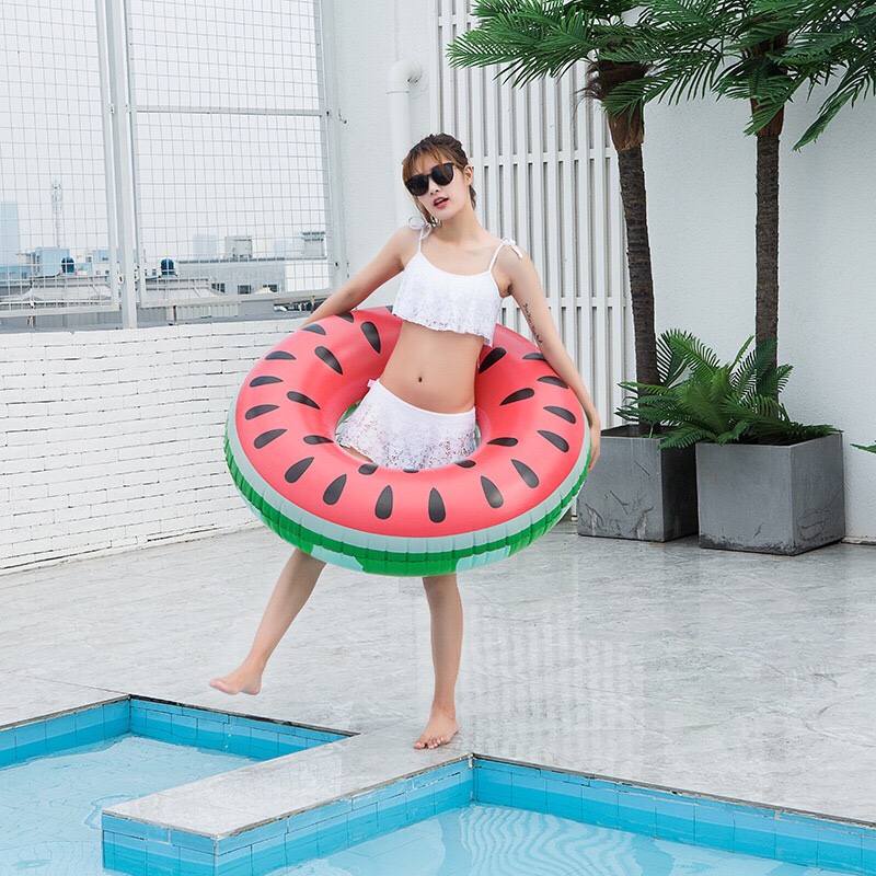 Factory direct sales of thickened PVC 120 inflatable watermelon swimming rings in stock details Picture